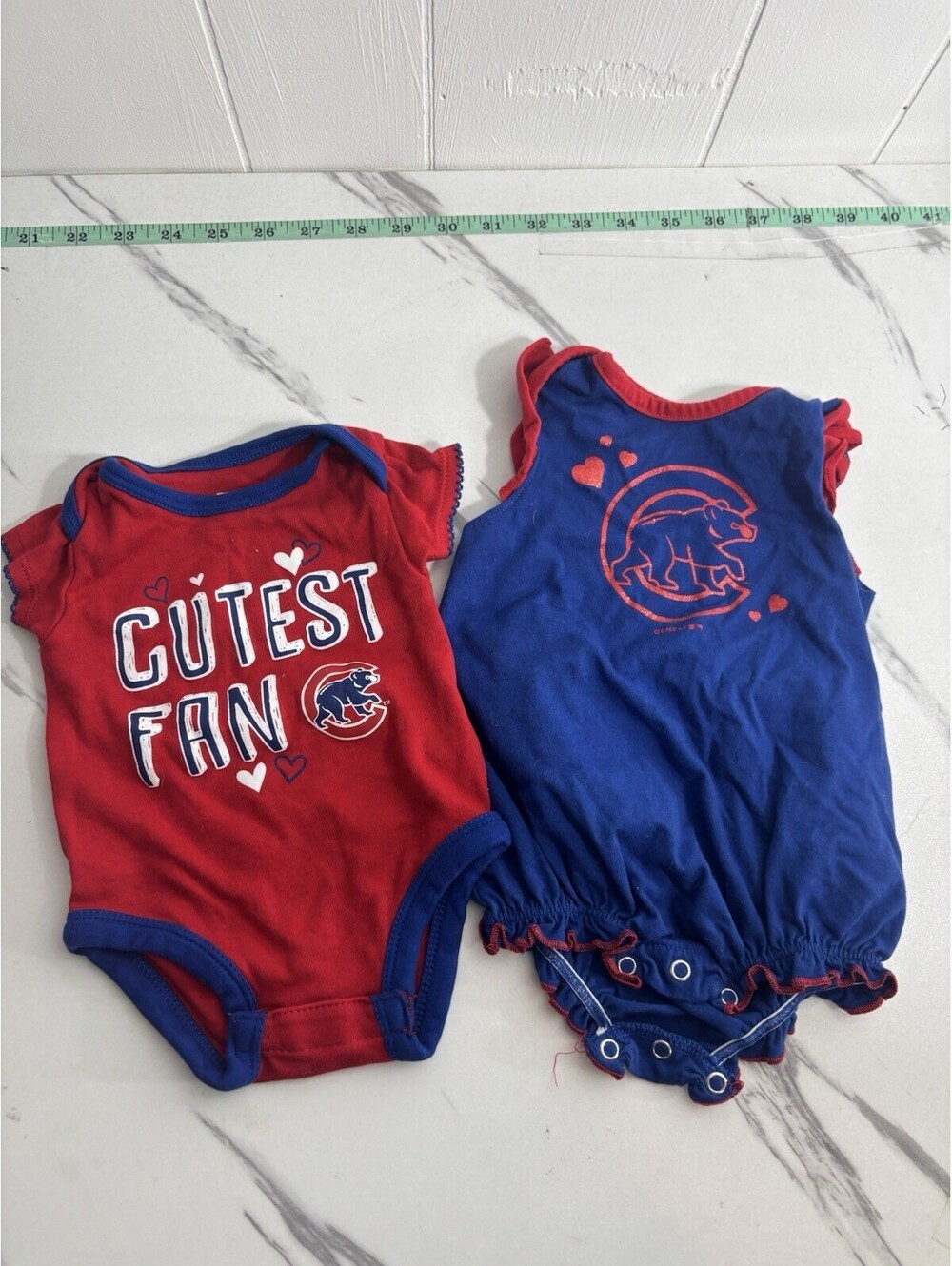 Infant MLB Chicago Cubs 0-3 Month Outfit 100% Cotton Baby Girl Baseball Red Blue